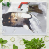 Collie Puppy Christmas Mailbox Küchentuch (Gefaltet)