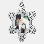 Collie Puppy Christmas Mailbox Schneeflocken Zinn-Ornament (Rechts)