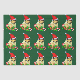 Collie Puppy Weihnachtsmannmütze Christmas Seidenpapier