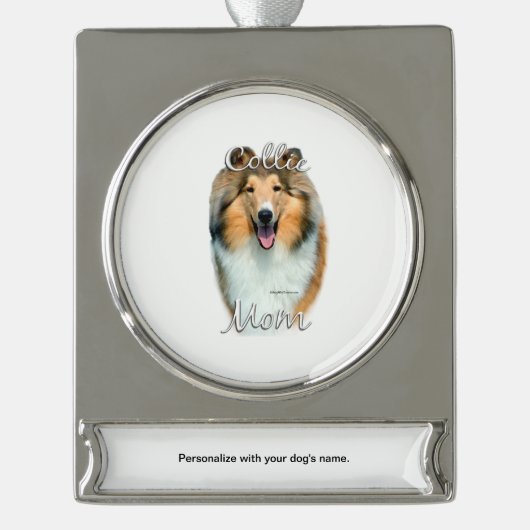 Collie (rau) Mama 2 Banner-Ornament Silber (Vorderseite)