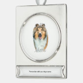 Collie (rau) Mama 2 Banner-Ornament Silber (Links)