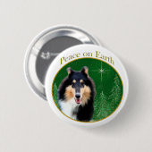 Collie (rau) Peace Button (Vorne & Hinten)