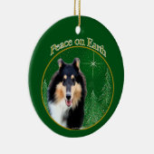 Collie (rau) Peace Keramik Ornament (Rechts)