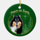 Collie (rau) Peace Keramik Ornament (Vorne)