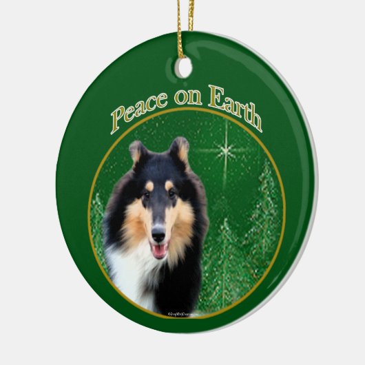 Collie (rau) Peace Keramik Ornament (Links)