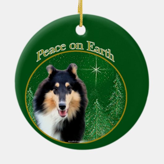 Collie (rau) Peace Keramik Ornament (Hinten)