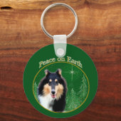 Collie (rau) Peace Schlüsselanhänger (Vorderseite)