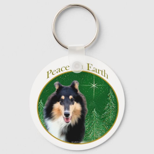 Collie (rau) Peace Schlüsselanhänger (Vorderseite)