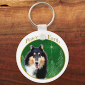 Collie (rau) Peace Schlüsselanhänger (Vorderseite)