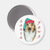 Collie (rau) Santa Paws Magnet (Vorderseite/Rückseite)