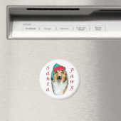 Collie (rau) Santa Paws Magnet (In Situ (Geschirrspüler))
