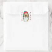 Collie (rau) Santa Paws Runder Aufkleber (Tasche)