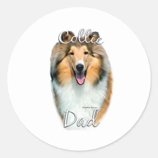 Collie (rau) Vater 2 Runder Aufkleber (Vorderseite)