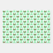 Collie Rough Christmas Dog & Green Bow 3 Farbe Geschenkpapier Set (Vorderseite 2)