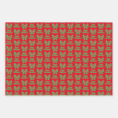 Collie Rough Christmas Dog & Green Bow 3 Farbe Geschenkpapier Set (Vorderseite)