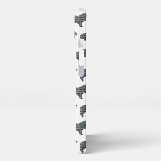 Collie Rough Dog Niedliche Silhouette Grid Blue iPhone Hülle (Linke Seite)