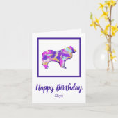 Collie Rough Dog Silhouette Niedlich PPY&B Geburts Karte (Gelbe Blume)