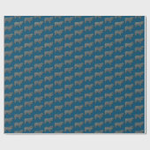 Collie Rough Dog Silhouette Y&B Grid Blue Geschenkpapier (Flach)