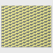 Collie Rough Dog Silhouette Y&B Grid Yellow Geschenkpapier (Flach)