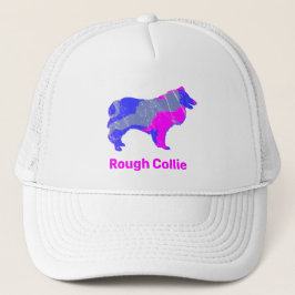 Collie Rough Hund Niedlich Pink Silhouette Custom Truckerkappe