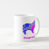 Collie Rough Hund Niedlich Pink Silhouette Weiß Kaffeetasse (VorderseiteRechts)