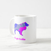 Collie Rough Hund Niedlich Pink Silhouette Weiß Kaffeetasse (Vorderseite Links)