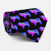 Collie Rough Hund Pink Silhouette Black Neck Krawatte (Gerollt)