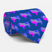 Collie Rough Hund Pink Silhouette Blue Neck Krawatte (Gerollt)