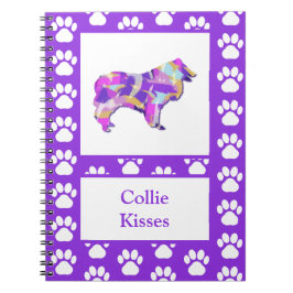 Collie Rough Kisses Dog Silhouette PurplePY&B Notizblock