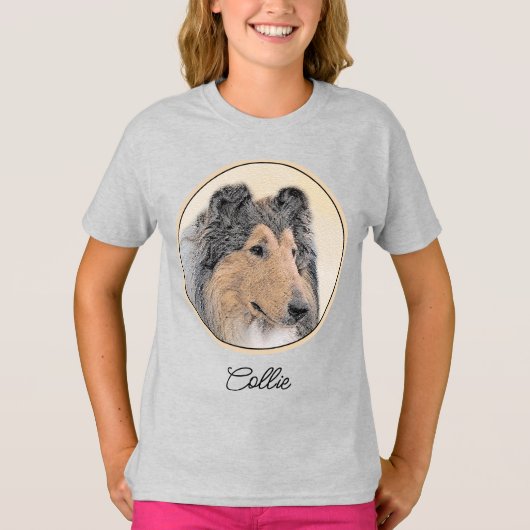 Collie (Rough) Malerei - Niedlich Original Hunde A T-Shirt (Vorderseite)