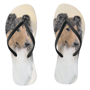 Collie (Rough) Malerei - Niedliche Original Hunde Badesandalen
