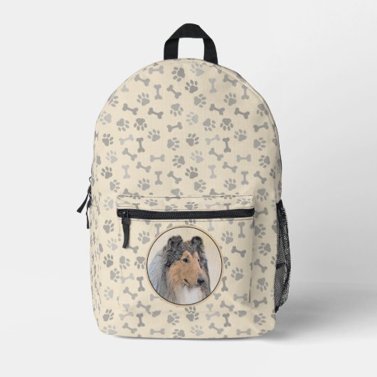 Collie (Rough) Malerei - Niedliche Original Hunde  Bedruckter Rucksack (Vorderseite)