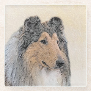 Collie (Rough) Malerei - Niedliche Original Hunde Glasuntersetzer