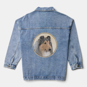 Collie (Rough) Malerei - Niedliche Original Hunde Jeansjacke