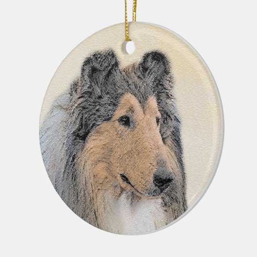 Collie (Rough) Malerei - Niedliche Original Hunde Keramik Ornament (Links)