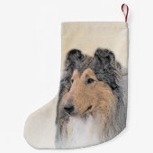 Collie (Rough) Malerei - Niedliche Original Hunde Kleiner Weihnachtsstrumpf (Rückseite)