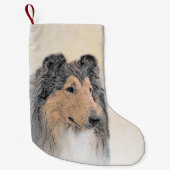 Collie (Rough) Malerei - Niedliche Original Hunde Kleiner Weihnachtsstrumpf (Vorderseite)