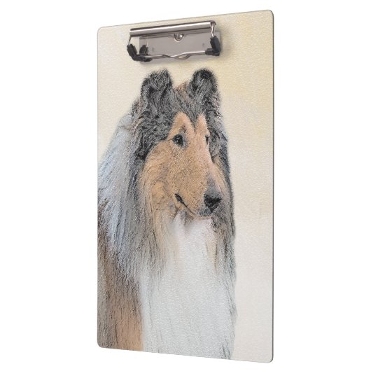 Collie (Rough) Malerei - Niedliche Original Hunde Klemmbrett (Links)