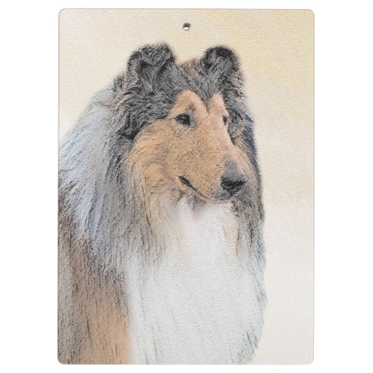 Collie (Rough) Malerei - Niedliche Original Hunde Klemmbrett (Rückseite)