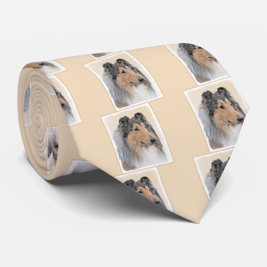 Collie (Rough) Malerei - Niedliche Original Hunde Krawatte (Gerollt)