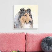 Collie (Rough) Malerei - Niedliche Original Hunde  Leinwanddruck (Insitu (Wohnzimmer))
