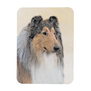 Collie (Rough) Malerei - Niedliche Original Hunde  Magnet