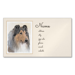 Collie (Rough) Malerei - Niedliche Original Hunde  Magnetische Visitenkarte
