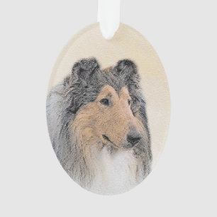 Collie (Rough) Malerei - Niedliche Original Hunde  Ornament