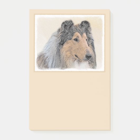 Collie (Rough) Malerei - Niedliche Original Hunde  Post-it Klebezettel (Vorderseite)
