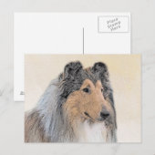 Collie (Rough) Malerei - Niedliche Original Hunde  Postkarte (Vorne/Hinten)