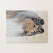 Collie (Rough) Malerei - Niedliche Original Hunde Puzzle (Horizontal)