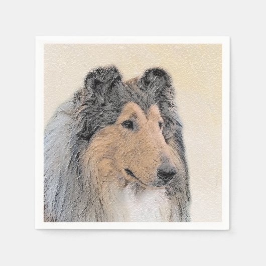 Collie (Rough) Malerei - Niedliche Original Hunde Serviette (Vorderseite)