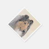 Collie (Rough) Malerei - Niedliche Original Hunde Serviette (Ecke)