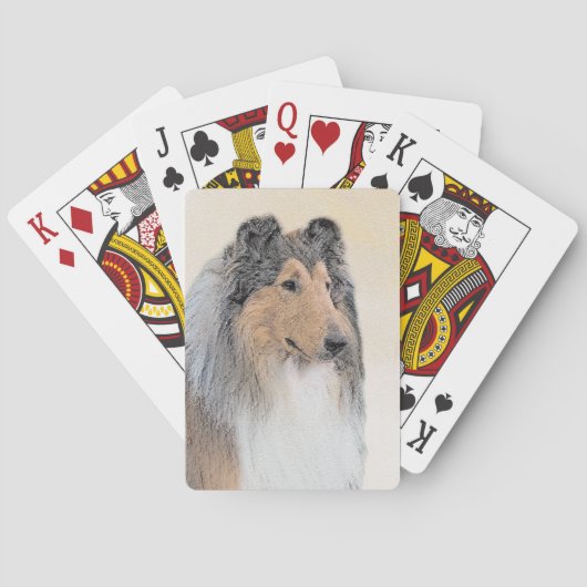 Collie (Rough) Malerei - Niedliche Original Hunde  Spielkarten (Rückseite)